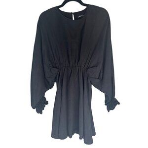 2/$30 ZARA Medium Black Loose-Fit Dress Elastic Waist Dolman Sleeves